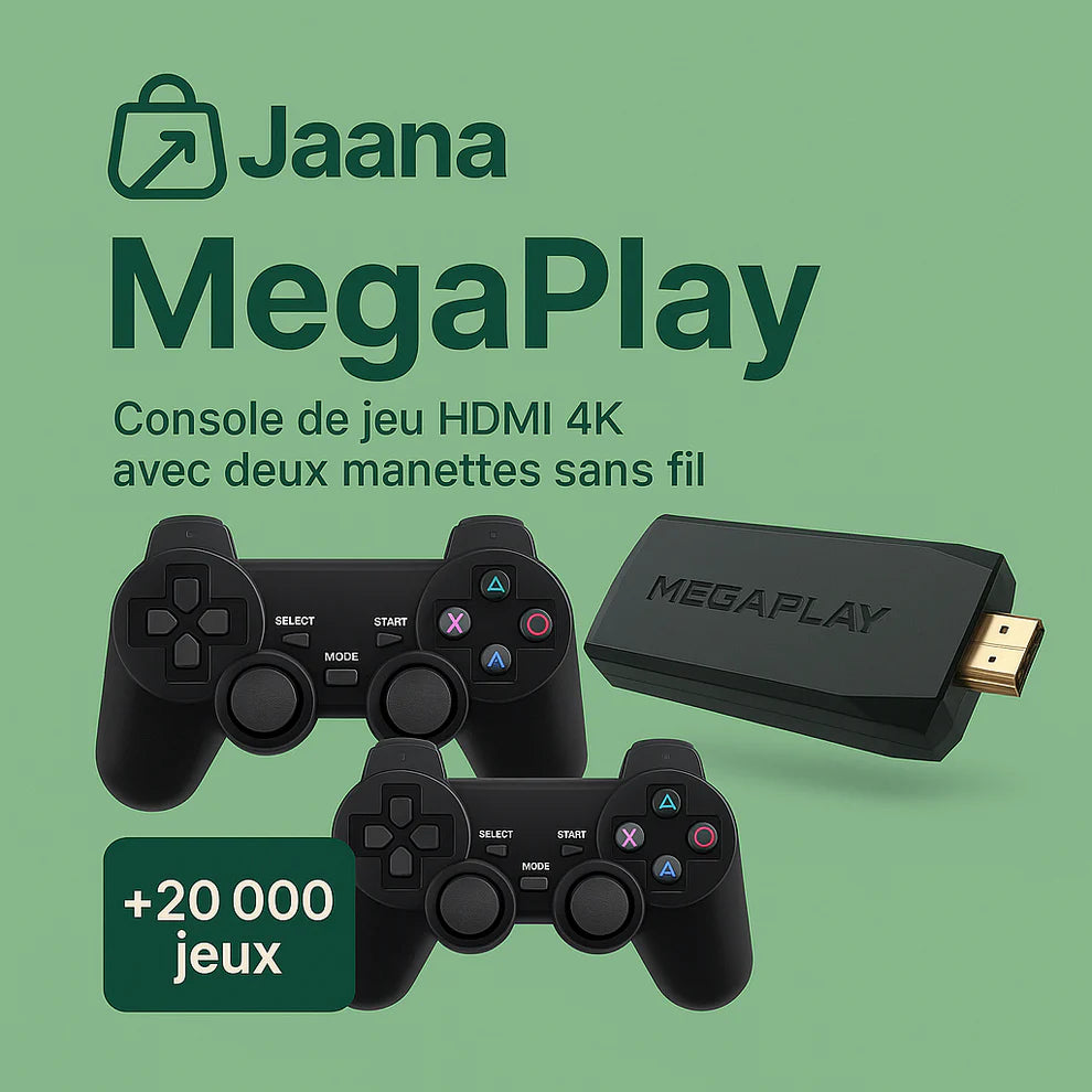 MegaPlay 2 ™ Game stick –30.000+ Jeux (2 Manettes Sans Fil gratuites incluses) + livraison gratuite