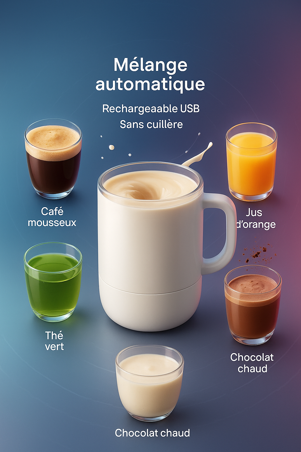 MagniCup™ – Tasse Magnétique Auto-Mélangeuse USB